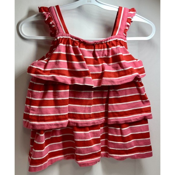 Hanna Andersson Top Girls Sz 3/90 Lot Of 2 Tank Stripe Tiers Ruffles Red Purple - Picture 10 of 15